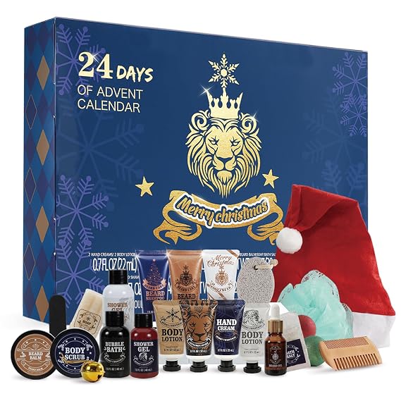 Advent Calendar 2026 for Adults, BODY & EARTH 24-Day Mens Advent Skincare Calendar 24PCS Beard Care Grooming Set, 2026 Beauty Countdown Calendar Christams Holiday Suprise Gift for Dads Boyfriend