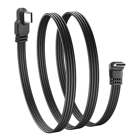 90 Degree USB Type C 2.0 Flat Cable Right Angle Type C Charger Cord 480Mbps Data Transfer,Short USB C to USB C Extension Cable,for USB-C Hub, Laptop, Tablet, Phone 50cm/1.6ft