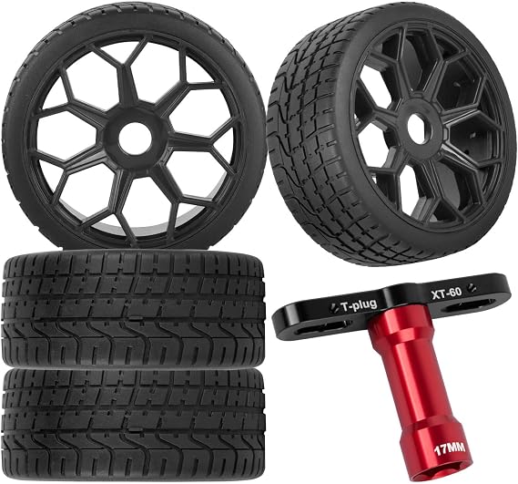 RC Wheels Tires for 1/8 Typhon 6S BLX,1/7 Infraction 6S BLX,Limitless,RC Highway Tires Wheels Soft Tires Truck Tire Highway Tires,Black