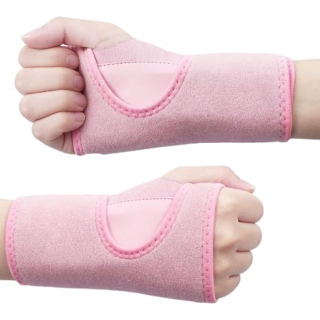 2 Pcs Wrist Supports, Adjustable Wrist Splints for Carpal Tunnel Syndrome, Carpal Tunnel Wrists Splint Relieves Pain, Sprains, Tendonitis and Joint Pain, Left & Right(Pink)