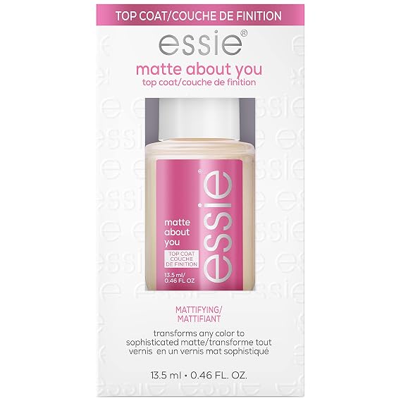 essie Nail Care, Matte About You Top Coat, Vegan, Mattifying Nail Polish, 0.46 fl oz