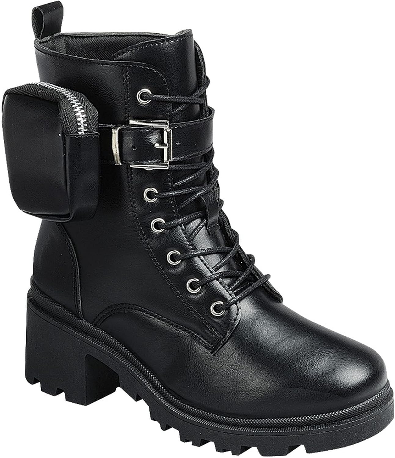 Women's Lug sole Lace Up Chunky Heel Ankle Booties