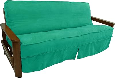 Blazing Needles Solid Microsuede Double Corded 8 to 9 Futon Slipcover, Full, Emerald