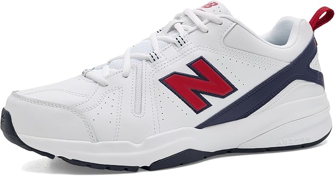 New Balance メンズ 608 V5 カジュアル コンフォート クロストレーナー, ホワイト/ネイビー/レッド, 24.5