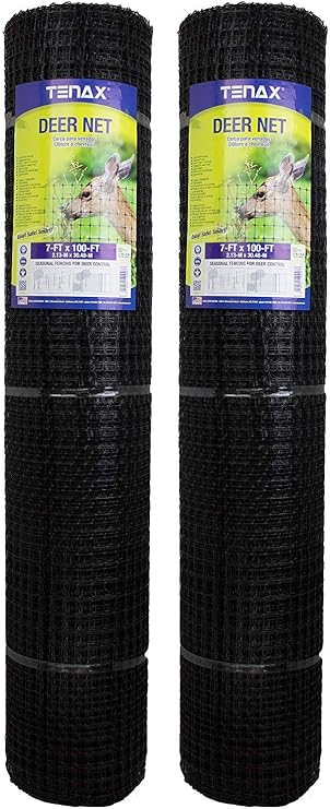 Tenax Garden Netting - Heavy Duty Deer Netting, UV Resistant - 7 ft x 100 ft, Pack of 2 - Plastic