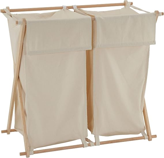 Household Essentials 6786-1 Collapsible Double X-Frame Laundry Hamper Sorter with Fold Over Lid , White
