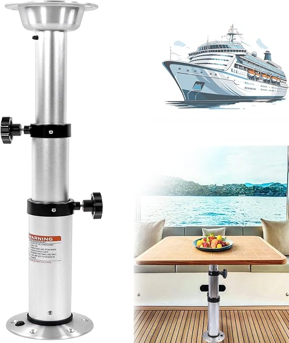Aluminium Campervan Table Pedestal 3 Levels Adjustable 17-28 Inch Height Range Aluminium Alloy Table Legs Stand Base Telescoping Mount Frame for Marine Yacht