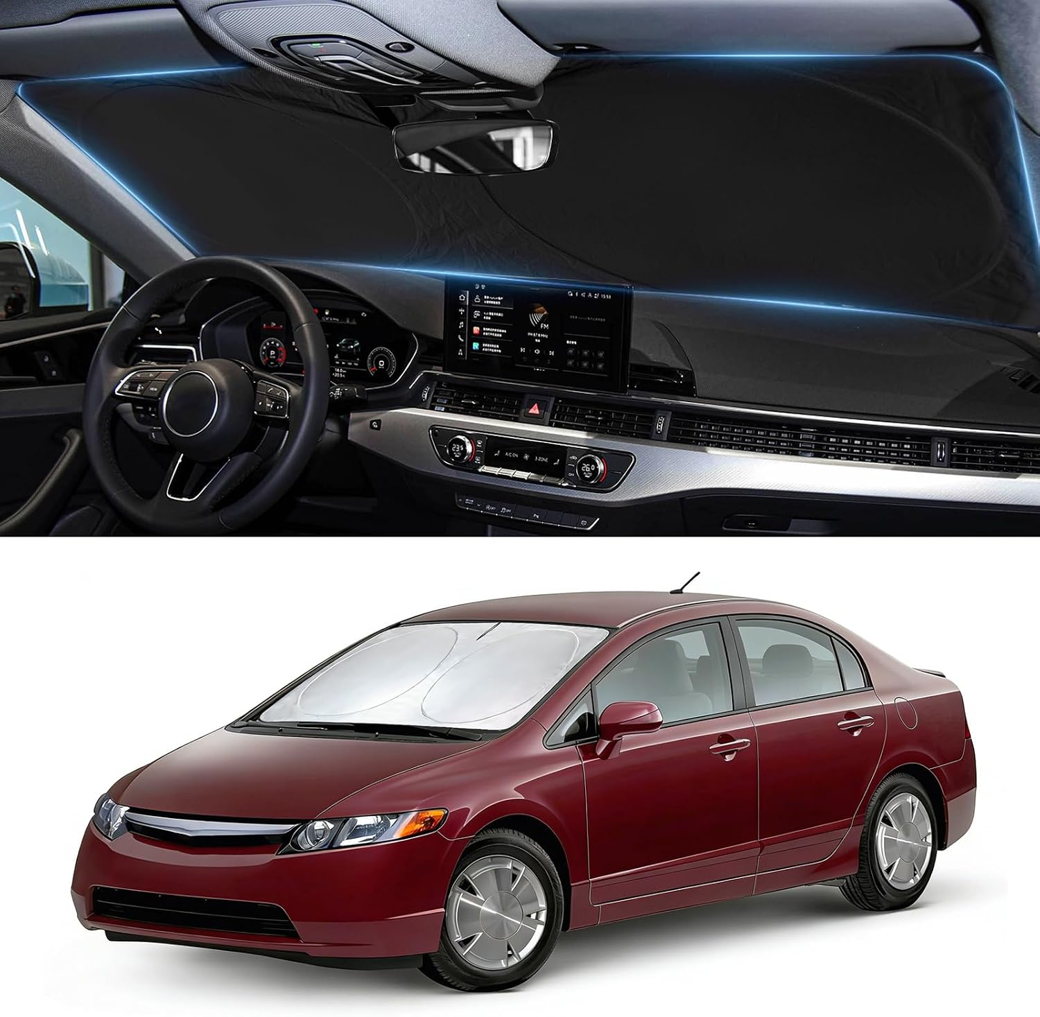 Sunshade for Honda Civic 2006-2011 Windshield Sunshade for Civic Accessories Front Window Cover Shield Car Sun Visor Screen Protector UV Heat Block