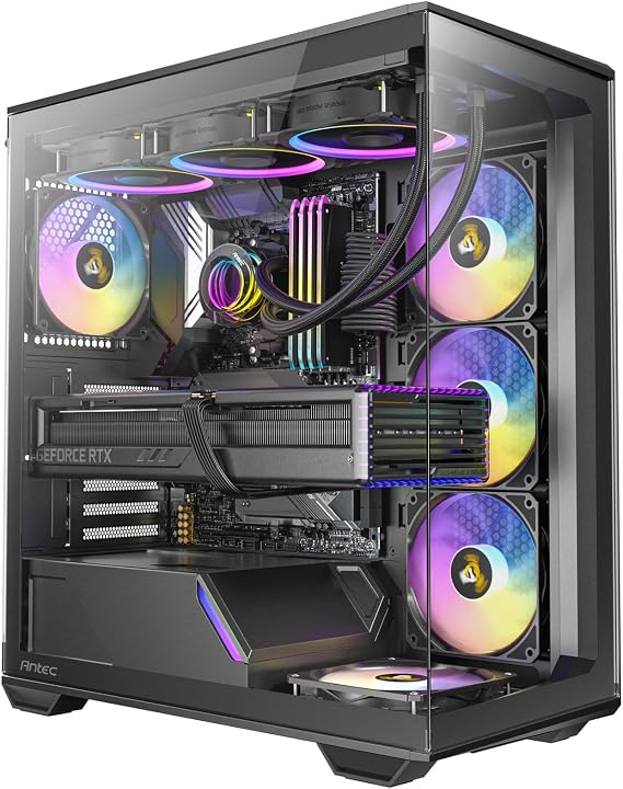 Antec C3 ARGB, 3 x 120mm & 1 x 120mm ARGB PWM Fans Included, Up to 8 Fans Simultaneously, Type-C,Seamless Tempered Glass Front & Side Panels, 360mm Radiator Support, Mid-Tower ATX PC Case