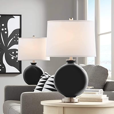 Color  Plus Carrie 26 12 Tricorn Black Table Lamps Set of 2