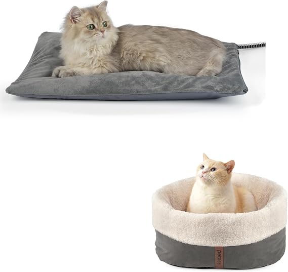 Outdoor Heated Cat Bed & Self Warming Anti-Slip Cat Bed