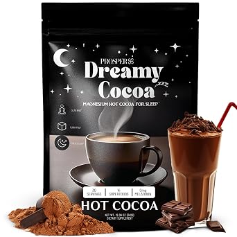 Prosper Magnesium Hot Cocoa - Melatonin & Sugar Free Cocoa - Sleep Aid with Adaptogens - 14 Superfoods, Non Dairy, Keto & vegan Hot Cocoa - Caffeine Free Hot Chocolate- 30 Servings