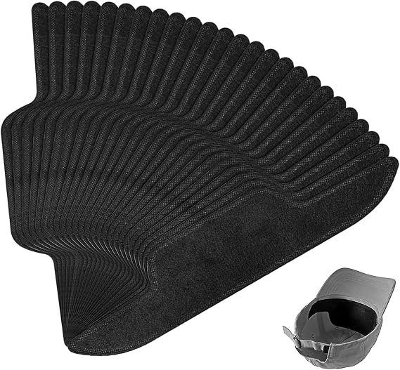 ERETOW 50Pcs Hat Sweat Liner for Baseball Cap, Disposable Sweat Pads for Hats, Golf Hat Liner Sweat Band Protector for Men &amp; Women (Black)