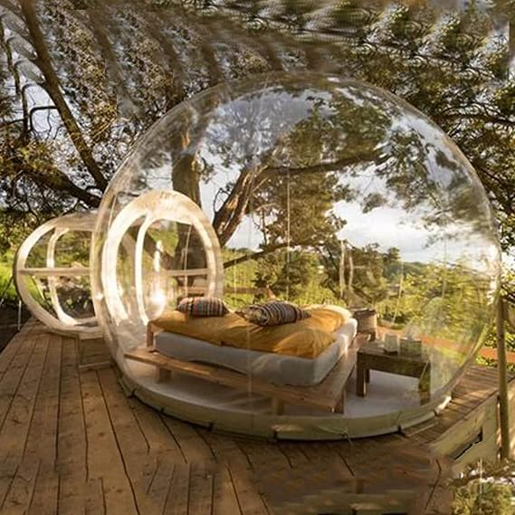 Outdoor Inflatable Bubble House, Dome Tent, Rainproof and Windproof Camping Privacy Tent, 2-3 People Inflatable Starry Bubble House,5M