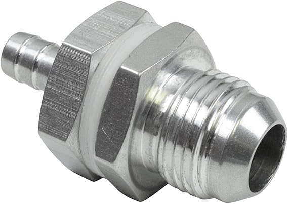 ICT Billet -10AN Straight to 3/8" Hose Barb Double Fuel Pump Tank Fitting Bulkhead Adapter Fitting Hose Thread Fuel Oil Gas Coolant Connector Pipe End Plumbing Port Fluid Aluminum AN861-10-37A