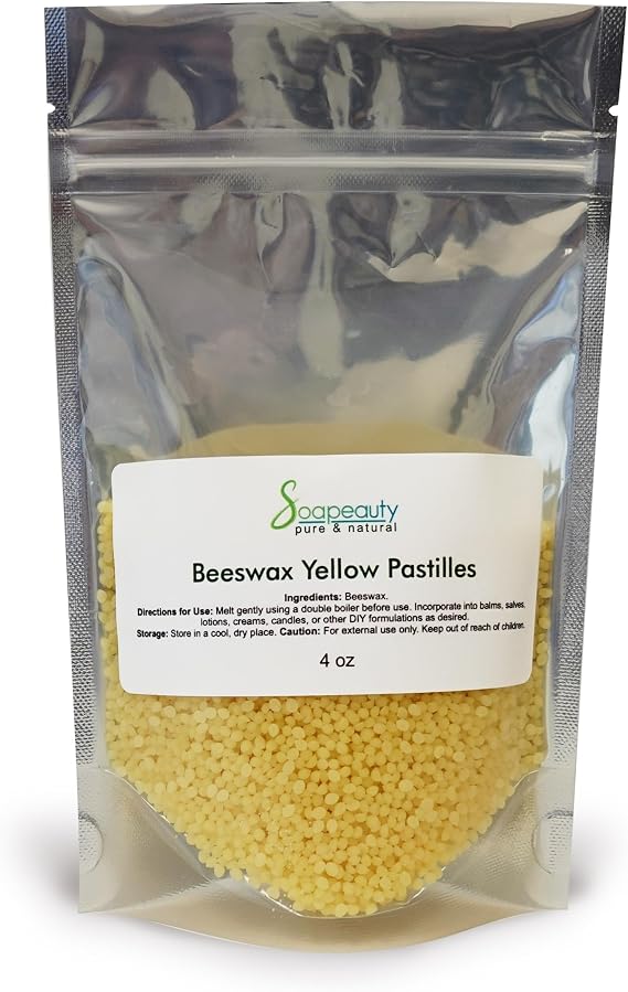 Soapeauty Yellow Beewax Natural Bees Wax Pastilles For Lip Balm, Skin Care Beeswax Pellets Used as Candle Making Supplies for Beeswax Candles (4 OZ)