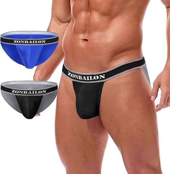 JINSHI Mens Silk Glossy Underwear Sexy Low Rise Bikini Briefs with Bulge Pouch
