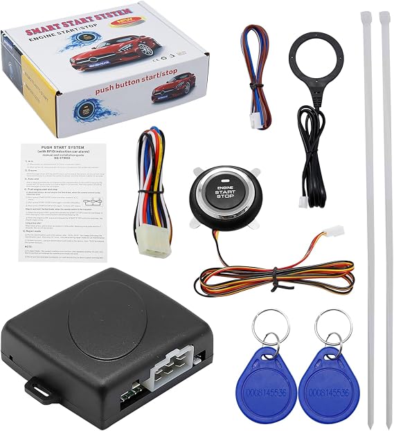 Smart RFID Push Engine Start Button kit & Keyless Entry Starter Systems to One Touch Start Car, Boton de Encendido para Auto, Upgrades Key Start for Most DC12V Cars