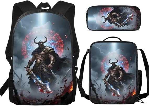 3PCS Kids Backpack, Boys School Bag with Lunch Box and Pencil Case, 17" Water Resistant Bookbag for Teenagers Elementary Middle, Lightweight Large Capacity and Easy to Clean