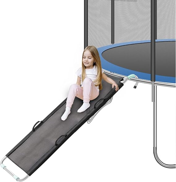 Trampoline Slide, Safer Than Trampoline Ladder, Universal 22" Width Safety Trampoline Slide with Handles and Strong Tear Resistant Fabric for Children Kids