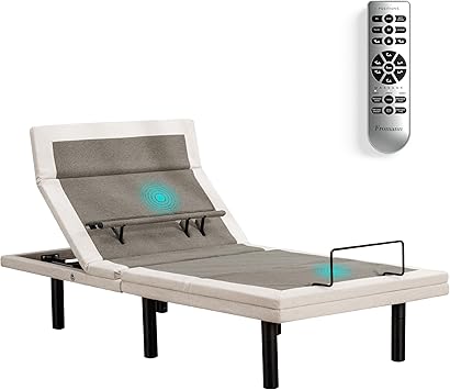 Fromann Twin XL Adjustable Bed Frame, Adjustable Bed Base with Massage, Wireless Remote, Lumber Support, Zero Gravity, Head & Foot Incline, Head Top Pillow Tilt, USB Ports, Nightlight, Anti-Snore