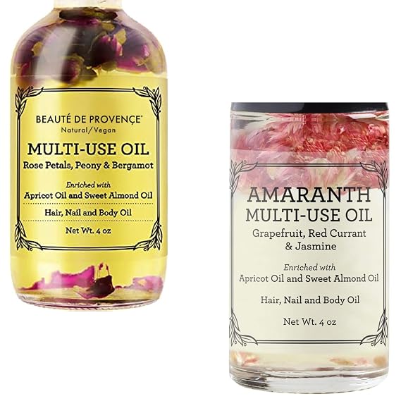BEAUTE DE PROVENCE Amaranth Roll-On Perfume Oil Light Floral Scented Body Oil with Rose and Vitamin E Multi-Use Moisturizer, 0.34 fl oz