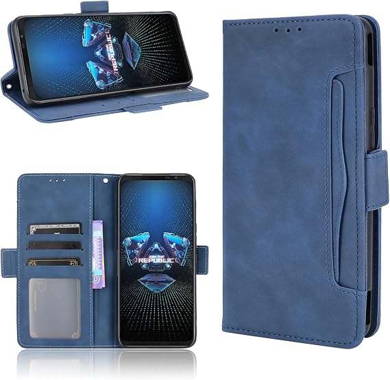 Case for Asus ROG Phone 5 Pro Leather Case,Case for Asus ROG Phone 5 Ultimate Case Cover,Case for Asus ROG Phone 5 I005DA I005DB ZS673KS Case Flip Pu Leather Cover Blue
