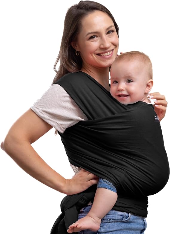 CuddleBug Baby Sling Carrier for Newborns - Infant Baby Wrap Carrier Newborn to Toddler up to 36 lbs - Lightweight & Hands Free Baby Sling Carrier (Black) | Breathable Fabric, Hands-Free Baby Wearing Wrap, Hip-Healthy support with Gentle Stretch that hugs from day one.
