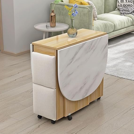 Foldable Kitchen Dining Table,Compact Design, Durable Construction, Easy to fold and Store, Ideal for Small Spaces, Kitchen, or Dining Room(Wood,120cm)