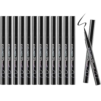 12 Pcs Liquid Eyeliner Black Eyeliner Pencil With Ultra-Fine Waterproof And Smooth Eye Liner Pencils For Long-Lasting Eye Makeup