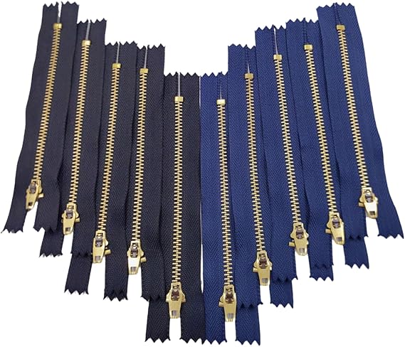 Wonesifee #4 10pcs Jeans Metal Zipper 5" Non-Separating Close End Zipper
