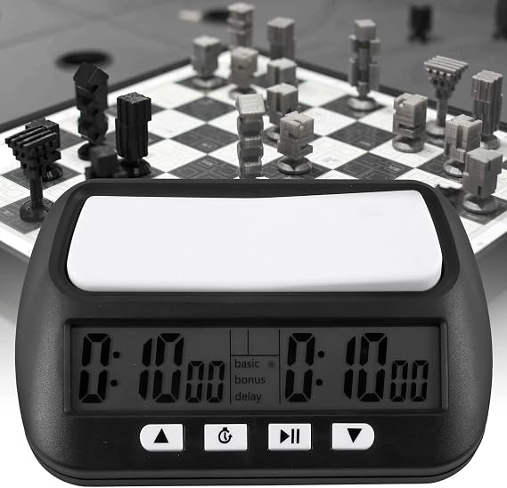 Digital Chess Timer Professional with Alarm, Chess Clock, Electronic Chess Timer, Multifunctional Portable Clock for Chess and 2-Player (Black)
