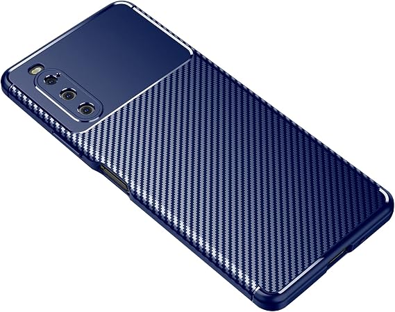 Super Slim Case for Sony Xperia 1 V/Xperia 10 V, Carbon Fibre Case TPU Bumper Shock Absorbent Protective Cover,Blue,Xperia 10 V