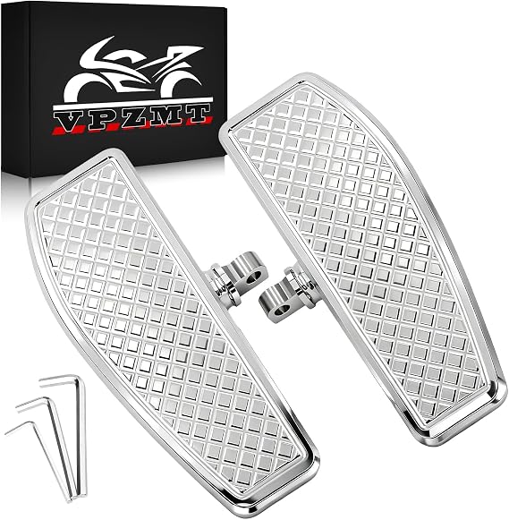 Chrome Rear Passenger Foot Pegs Floorboards Floor Boards for Harley Touring | Fits Road Glide Road King Electra Glide Street Glide Heritage Softail Fat Boy Street Bob Low Rider ST Dyna