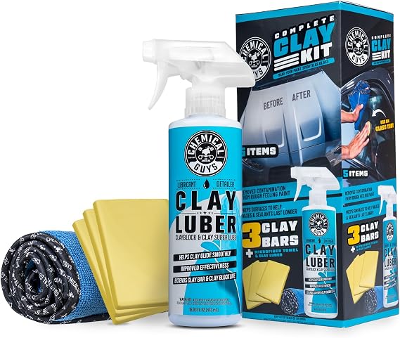Chemical Guys, Complete Clay Bar Kit, Paint Restoration System for Cars | Clay bar and lubricant lift bonded grime, overspray and fallout, prepping smooth paint for wax, sealant or coating
