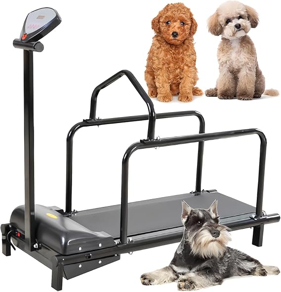 Dog Treadmill, Upgraded PE Slatmill for Small Dogs, Multi-function Home Pet Treadmill, Speed ​​0.8-6km/H Adjustable, Easy to Move Pet Running Machine for Indoor &amp; Outdoor, Up to 80KG,Black