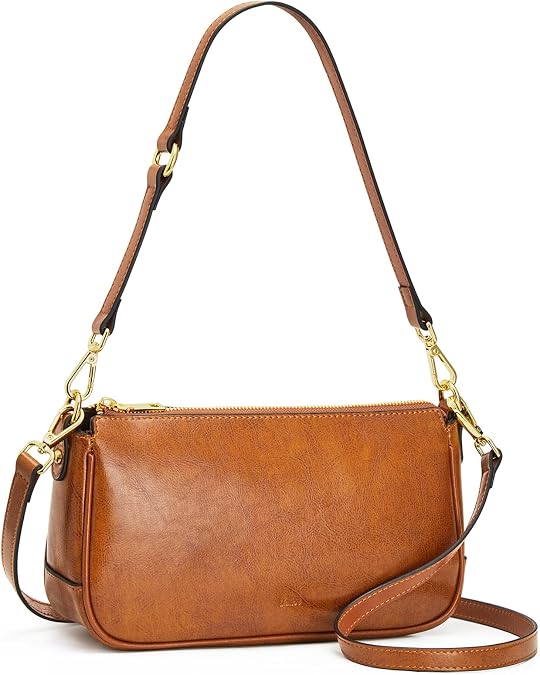 Kattee Leather Crossbody Bags, Small Purses with 2 Straps | Small leather purse with 2 detachable straps, 6 card slots, clutch shoulder handbags for a 7.9-inch tablet.