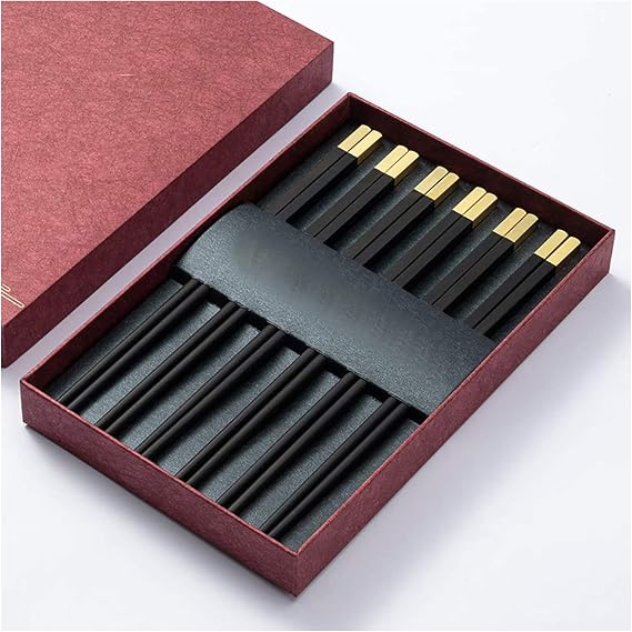 10-Pairs Reusable Bamboo Chopsticks Set, Travel Chopsticks with Case Reusable Chinese Korean Japanese Bamboo Portable Chopsticks Utensil Dishwasher Safe W (F)