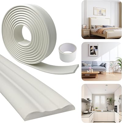 1 PCS Peel and Stick Wall Molding 16.4 Ft x 2.4 Chair Rail Moulding for Walls Adhesive Flexible Molding Trim for Home Decoration and Wall Protection