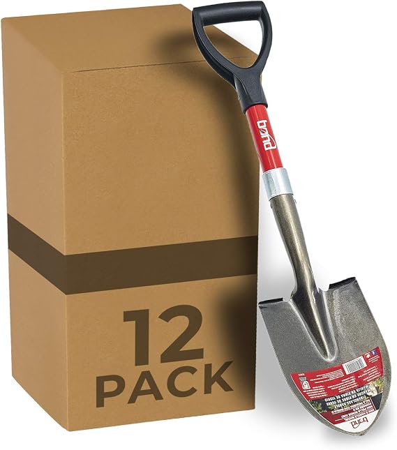 Bond Manufacturing LH015AM Mini D-Handle Shovel (12-Pack), Black