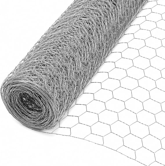 Galvanised Chicken Wire Mesh 60cm x 10m – 25mm Hexagonal Poultry Wire Roll, Garden Wire Fencing for Chicken Runs, Plant Protection, Small Animal Enclosures & DIY Crafts