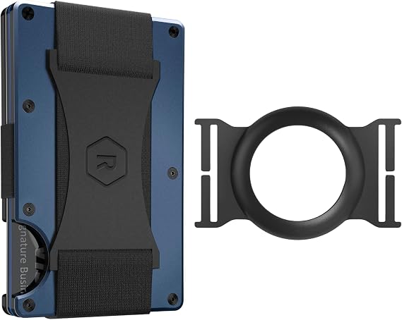 The Ridge EDC Bundle Navy Cash strap Wallet for Men + Airtag Case Combo - Secure, and RFID Protected Wallet with Airtag Holder and Cash Strap