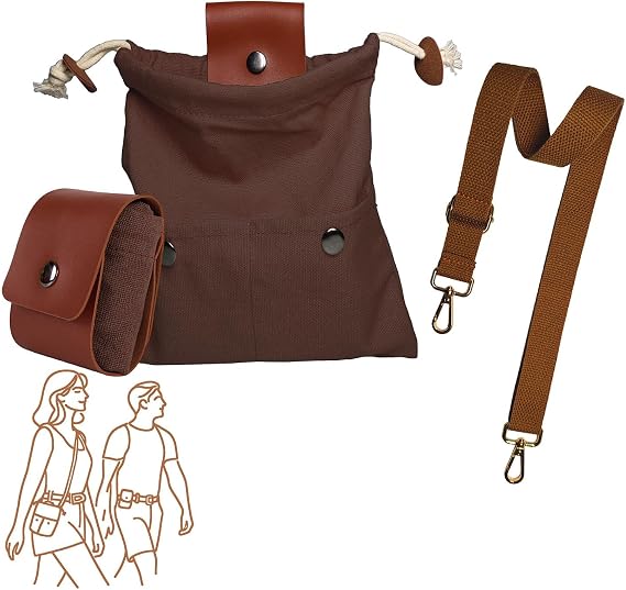 Foraging Bag with Adjustable Shoulder Strap & 2 Front Pockets, Belt Pouch