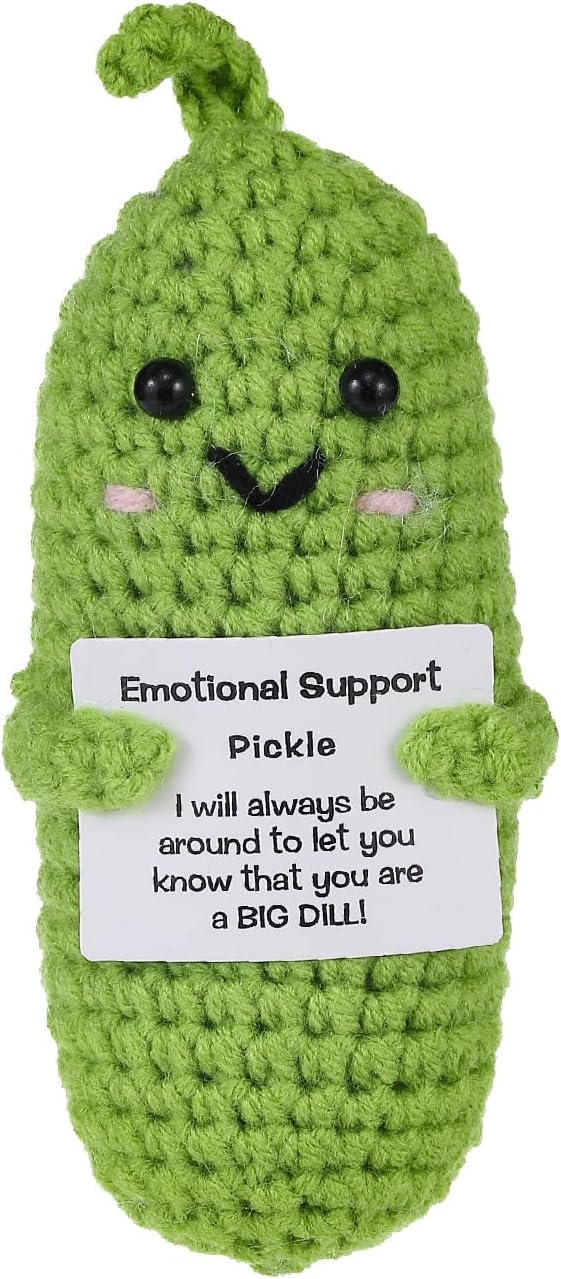 Letken Encouragement Pickle Plush Toys Positive Crochet Animals Gifts Encouragement Birthday Gifts, Christmas Stocking Stuffers (Support Pickle)