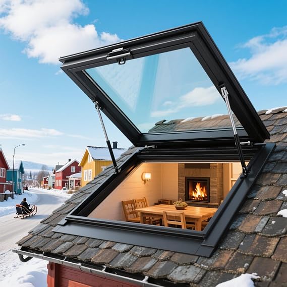 Sun Room Roof Skylights Ventilation Flat Roof Lighting Well Window Tempered Glass And Aluminum Alloy Frame Skylight Windows For House Indoor Attic Egress Roof Windows For Home Basement(33x33in)