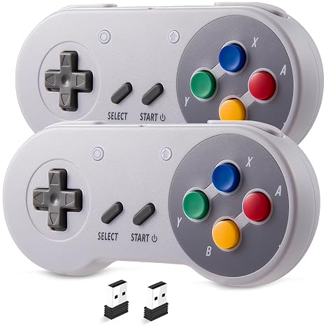 2 Pack Wireless USB SNES Controller for Switch 1 & 2, PC, Mac (Multicolor)