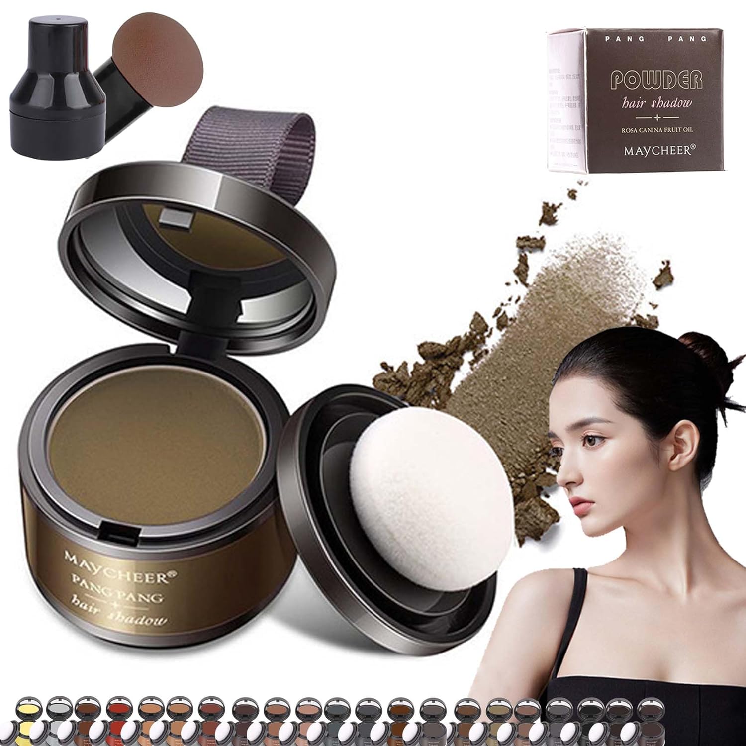 Maycheer Hairline Powder for Women, Maycheer Magic Root Cover Up, Maycheer Hair Shadow, Maycheer Hair Rich Shading Powder, Maycheer Pang Pang Hair Shadow, Maycheer Hair Powder 02#Light Coffee