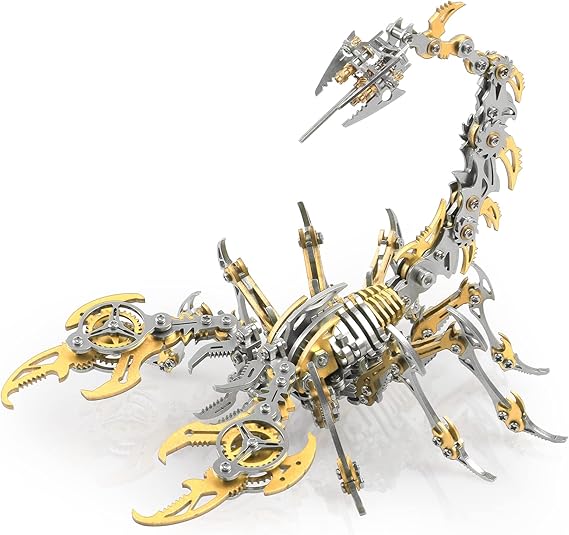 Metalkitor Scorpion 3D Metal Puzzles Kits for Adults Teens 454 Pcs Mechanical Assembly Models 4 Hours to Build Ideal for Gifts and Decorations (Golden)
