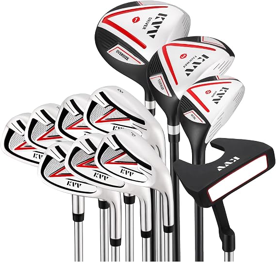 KVV Men Complete Golf Clubs Set, 7/11 Piece Full Golf Club Set with/Without Stand Bag, Right & Left Handed All Golf Clubs for Men Beginner