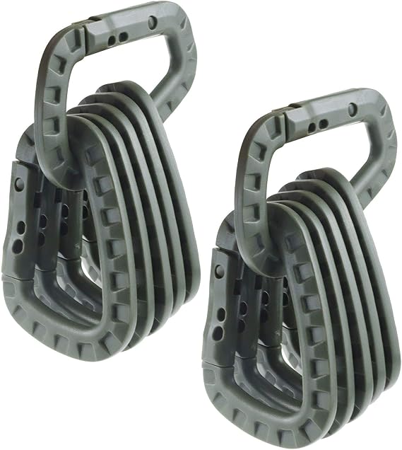 Tactical Carabiner Keychain 12 Pack Heavy-Duty Polymer D-Ring Clips, Lightweight MOLLE Backpack Hook, Quick-Lock Gear Clip for Outdoor Camping, Hiking, Survival (Not for Climbing)